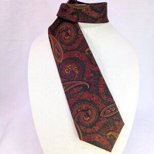 Leo Chevalier Men's Silk Neck Tie Black/Red Paisley 100% Silk 3 3/4 x57 1/2"